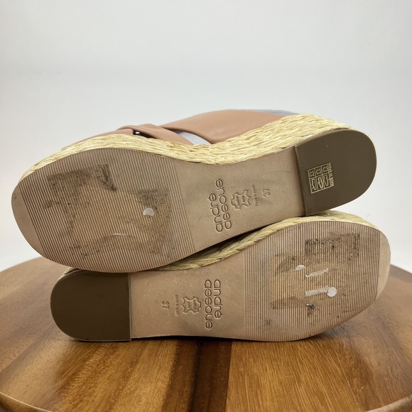 Womens Andre Assous Calesa Leather Espadrille Platform Wedge Sandals Size 37 EUC main image 3